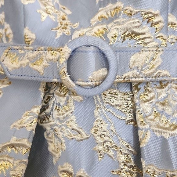 Metallic Golden Floral Dress Size 4 Formal Wedding Guest Party Prom - Picture 4 of 15